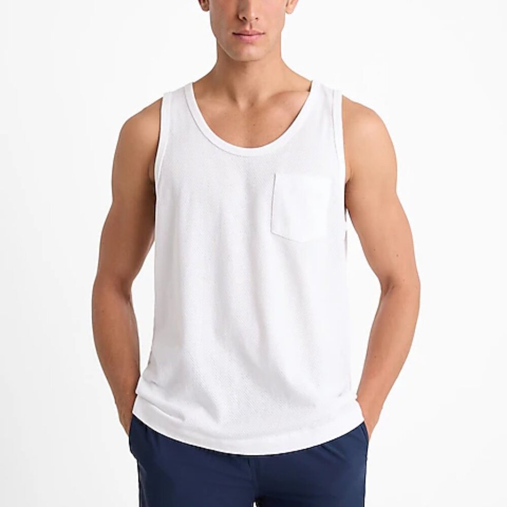 Chalk White Pointelle Cotton Pocket Tank Top - Express - Small - NWT